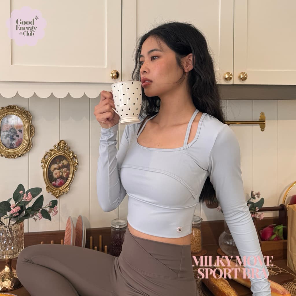GOOD ENERGY CLUB - MILKY MOVE SPORT BRA สปอร์ตบราผู้หญิง แขนยาว รูปที่ 8