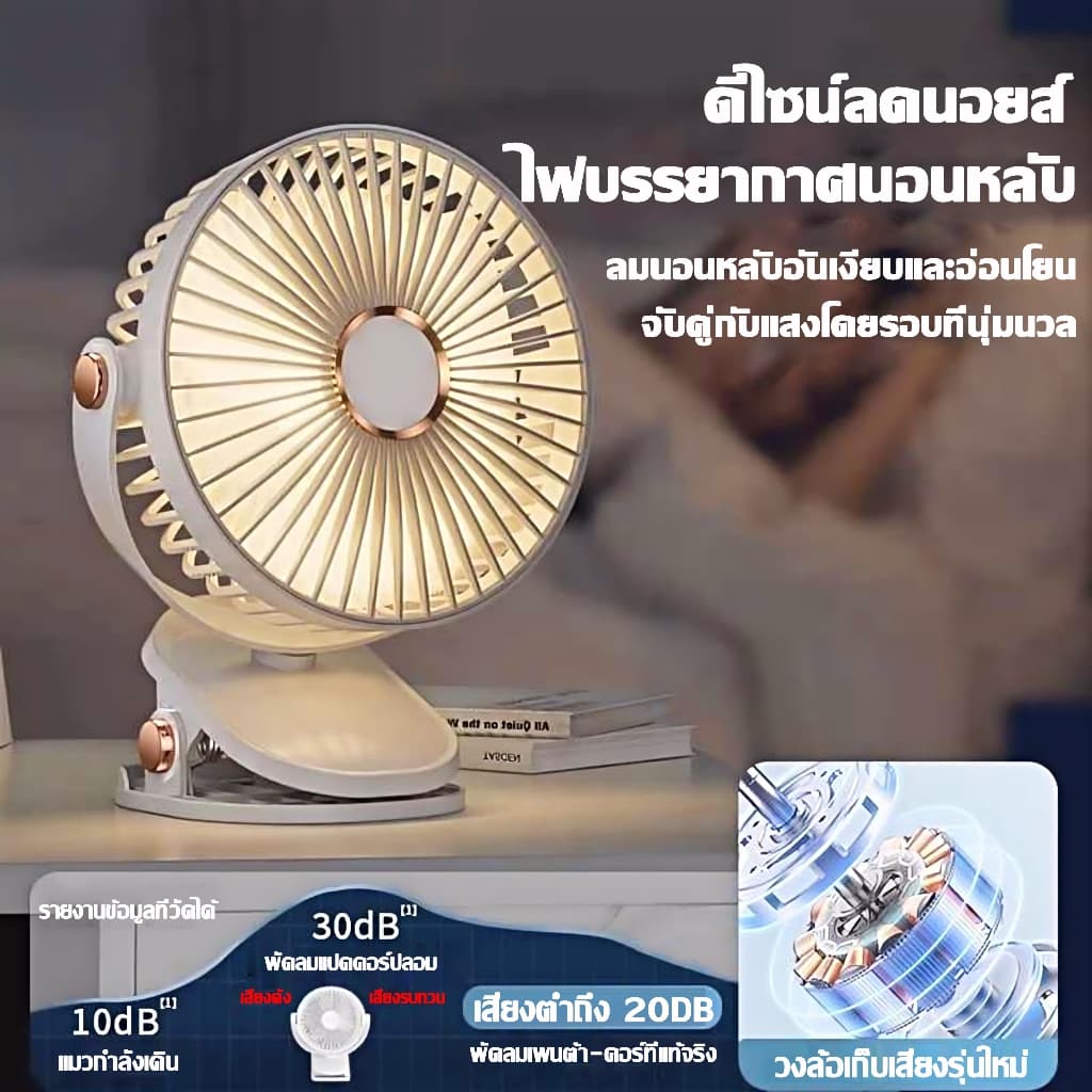 พัดรมแบบหนีบ พัดลมพกพา ลมแรง5ระดับ กระจายลมได้กว้าง 720° เงียบ พลังแรงลมสูง ชาร์จไฟ Tpye-c พัดลมไร้สาย รูปที่ 6