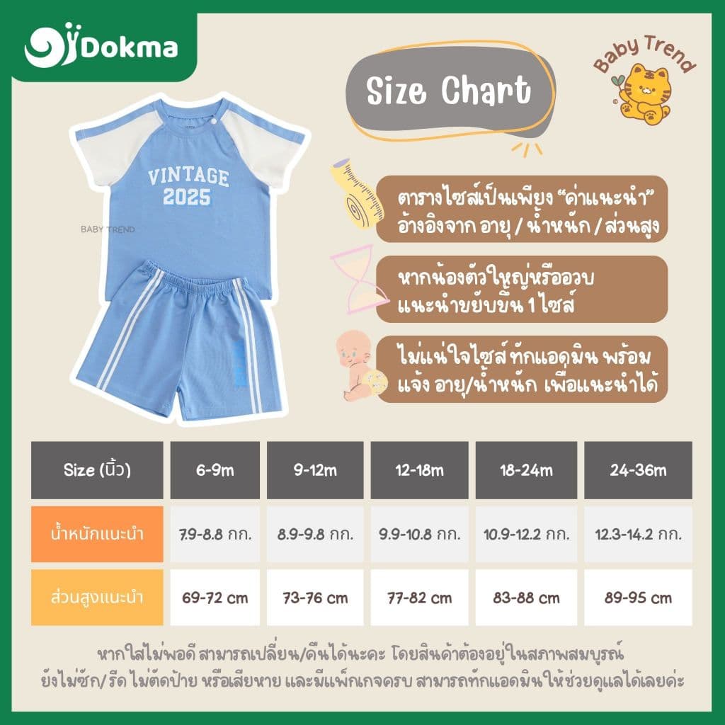 Dokma ชุดเซ็ทลูกชาย ไซส์ 6-36 เดือน ผ้าคอตตอน ผ้านุ่มๆ ใส่สบาย | BabyTrend รูปที่ 4