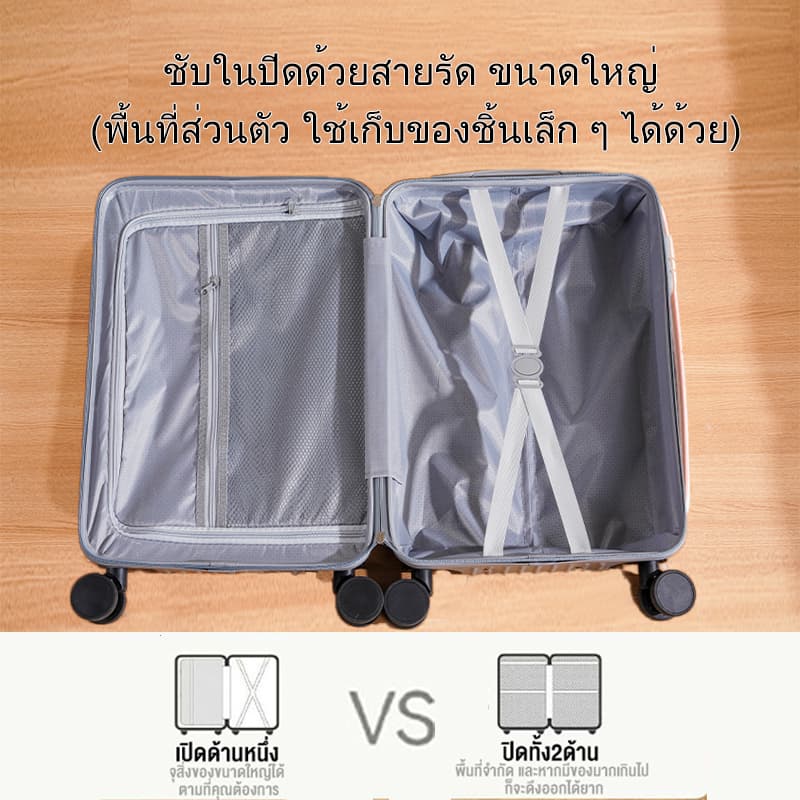 กระเป๋าเดินทางล้อลาก20/24นิ้ว ล้อคู่ หมุนได้ วัสดุABS+PC ความจุขนาดใหญ่ กระเป๋าเดินทางขึ้นเครื่องบินได้ รูปที่ 9