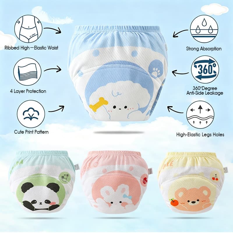 กางเกงเลิกเพิสซักได้ สำหรับเด็กหนัก 10-18กก. กางเกงผ้าอ้อม ฝึกฉี่ ใส่นุ่มสบาย baby training pants รูปที่ 4