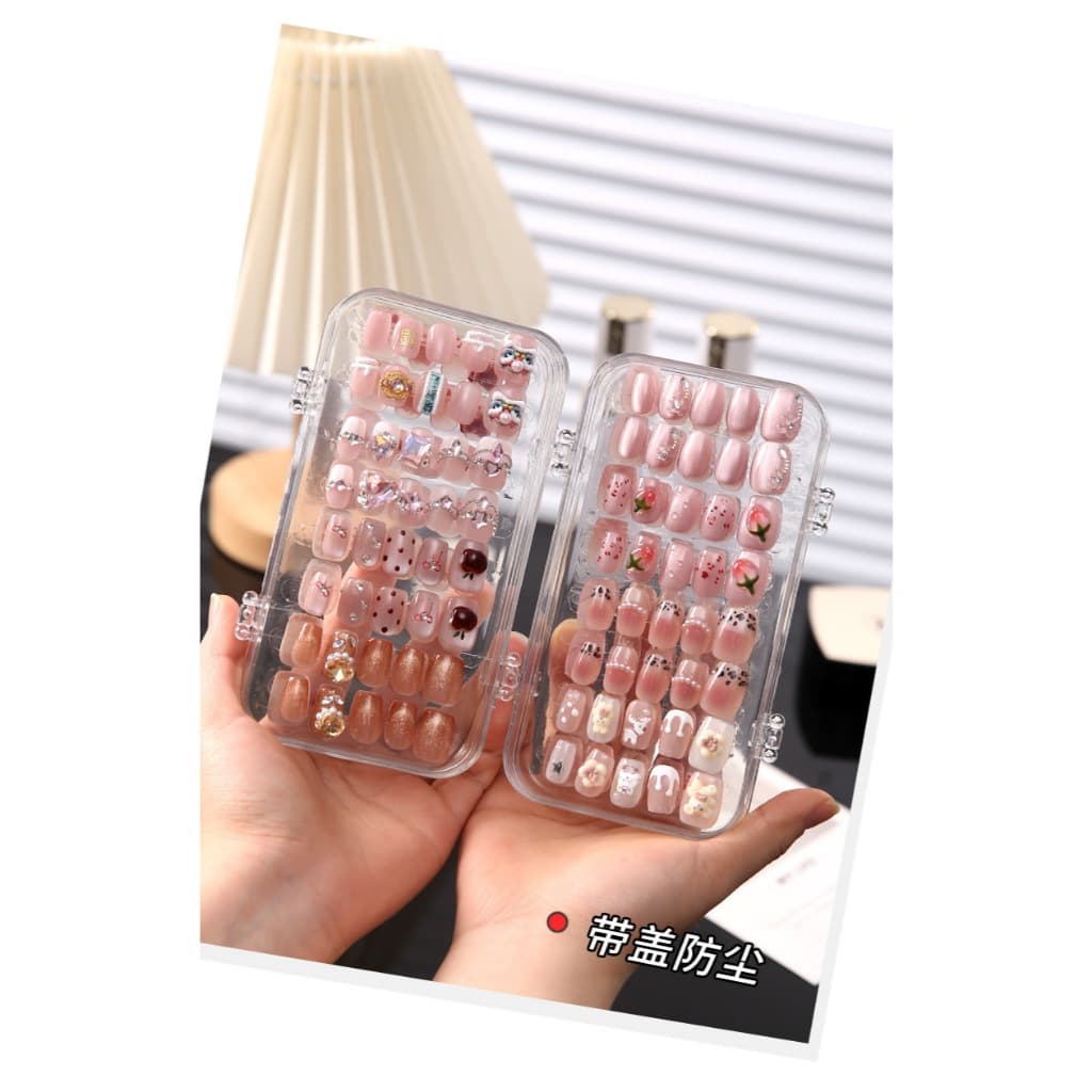 กล่องเก็บเล็บปลอม 3ชั้น สีใส กล่องเล็บปลอม กล่องโชว์ตัวอย่างลายเล็บ พกพาสะดวก รูปที่ 5
