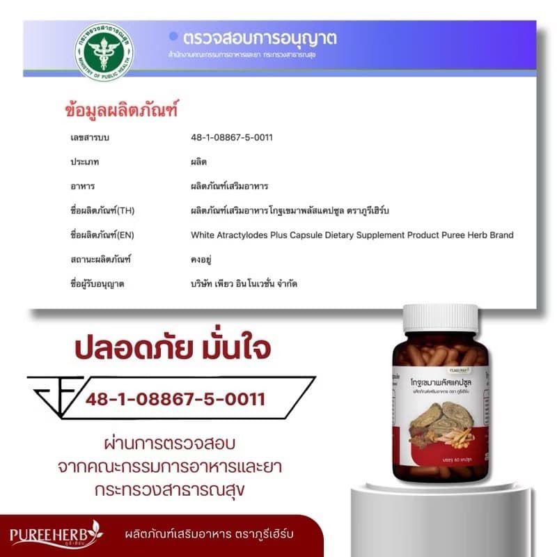 Puree Herb โกฐเขมา โกฐเขมาพลัสแคปซูล ภูรีเฮิร์บ ปวดข้อ ปวดเข่า ปวดหลัง ปวดเอว ปวดเมื่อย เส้นยึด เส้นตึง รูปที่ 4