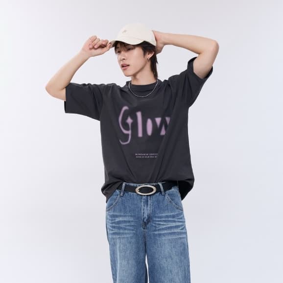 JARINYA เสื้อยืดทรง oversize สกรีนลาย Glow Unisex รูปที่ 5