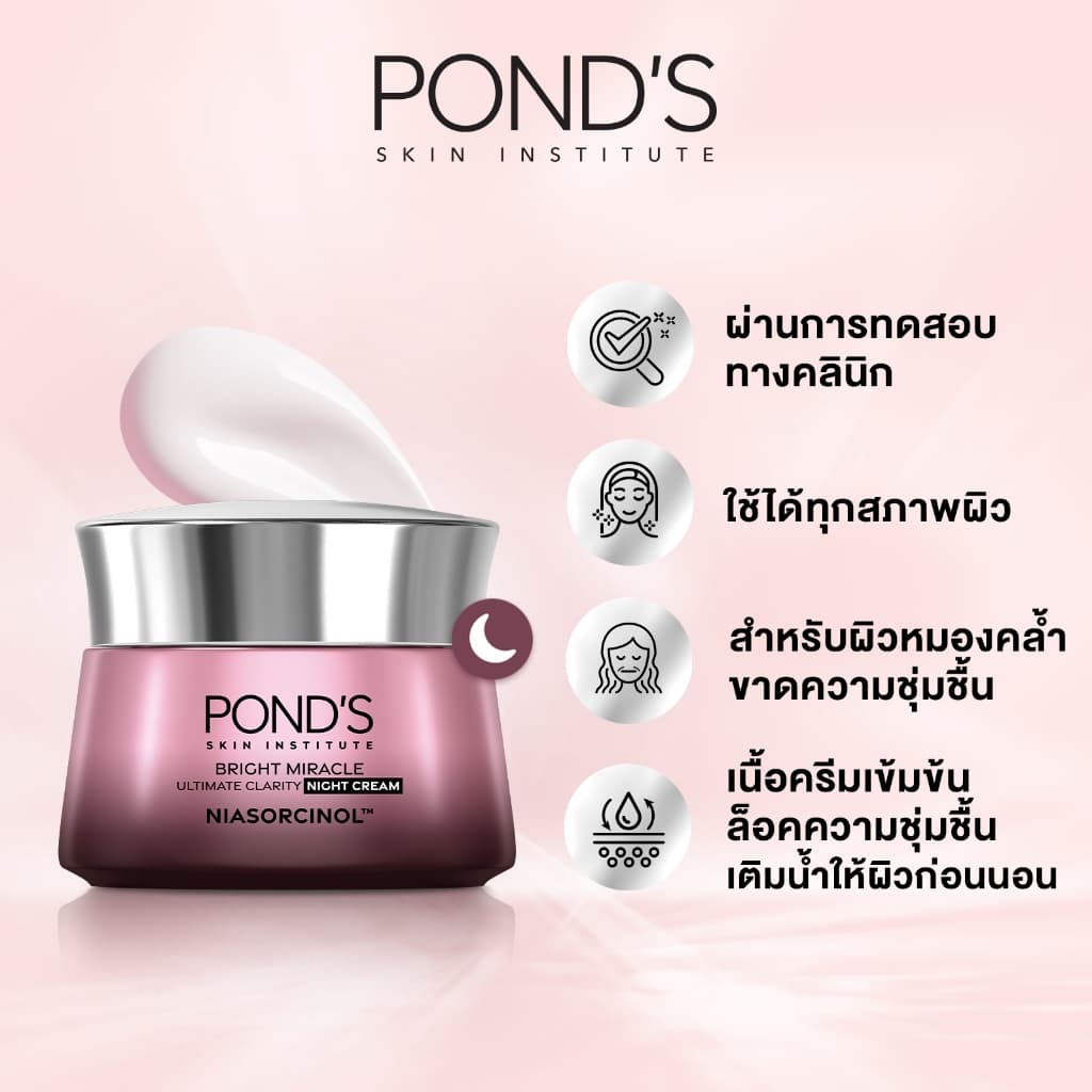 พอนด์ส ไบรท์ มิราเคิล ครีมหน้าใสสูตรกลางวันSPF30และกลางคืน+โฟมล้างหน้า ลดรอยดำใน7วัน แพ็ค 3 ชิ้น รูปที่ 6