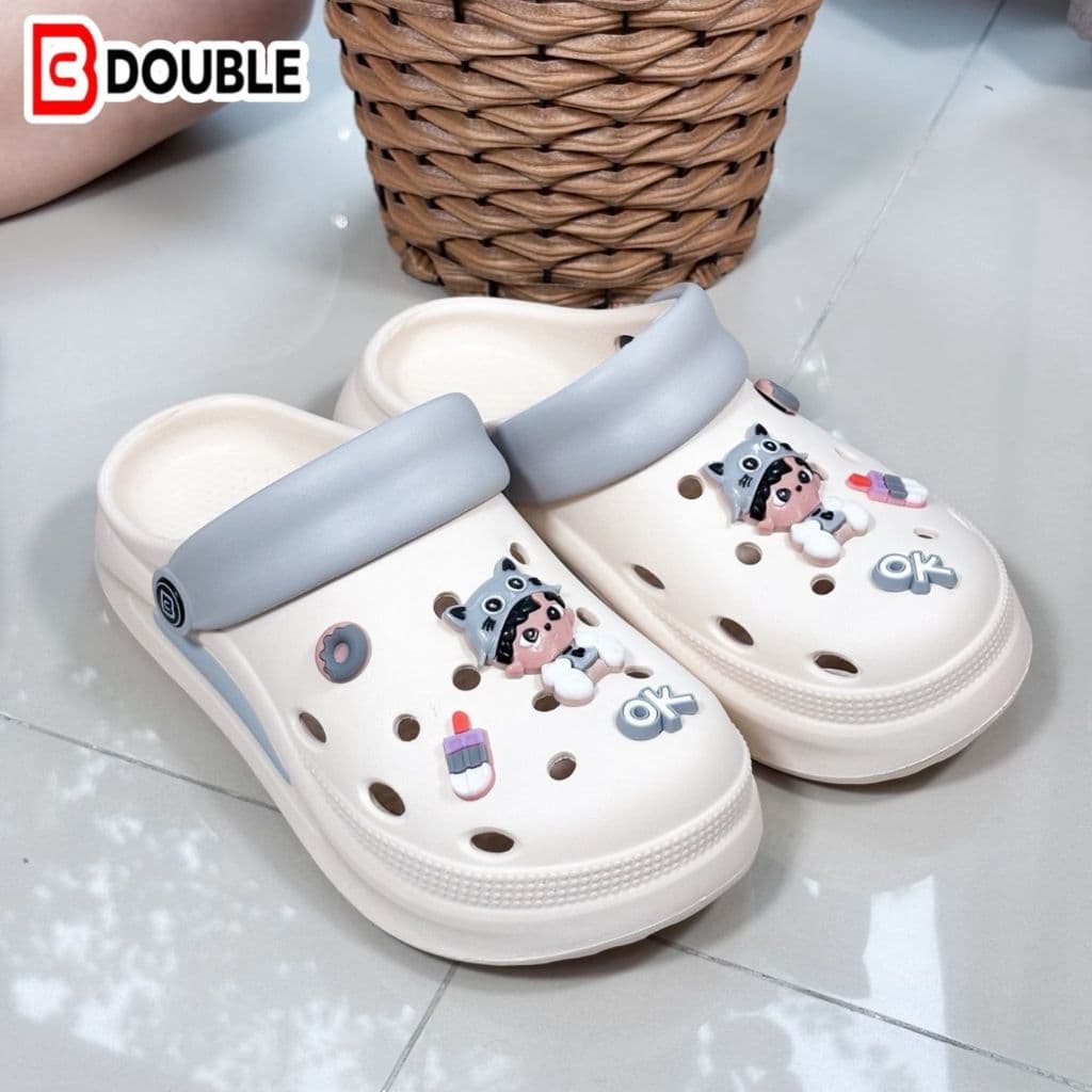 BB DOUBLE รุ่นOW022-5 รองเท้าหัวโตผู้หญิง ฟรีตัวติดการ์ตูนสุดน่ารัก เสริมส้นสูง 3cm. รูปที่ 3