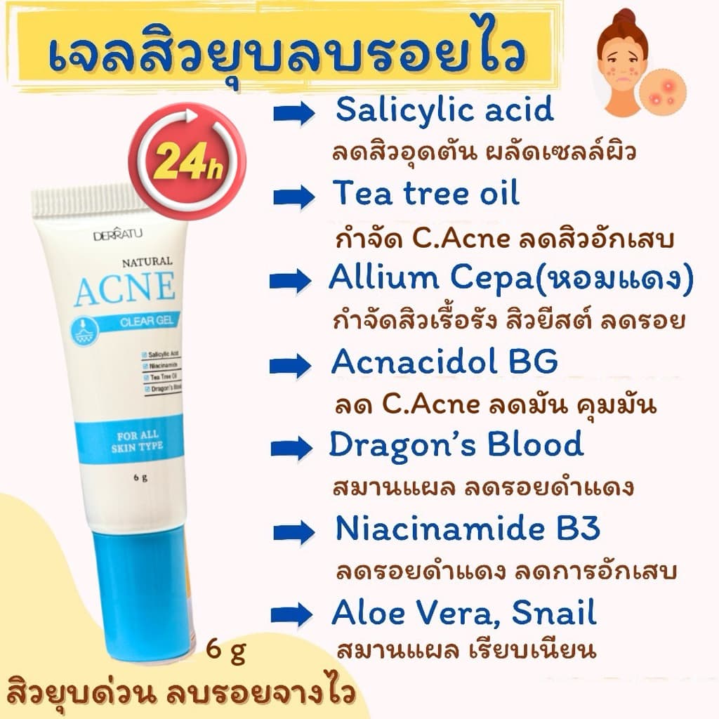 ชุดสิวหายด่วน DERRATU สิวอุดตัน สิวอักเสบ รอยดำสิว รูปที่ 3