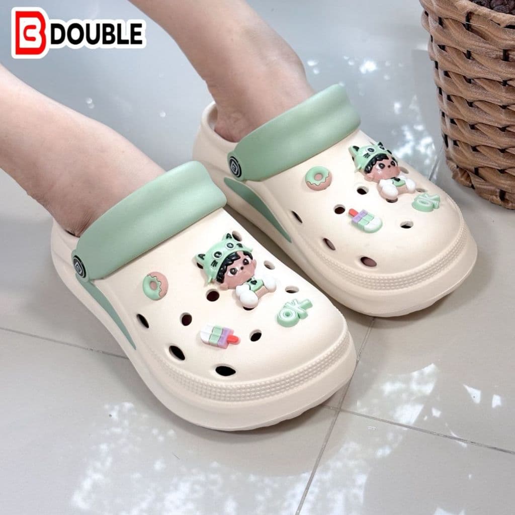 BB DOUBLE รุ่นOW022-5 รองเท้าหัวโตผู้หญิง ฟรีตัวติดการ์ตูนสุดน่ารัก เสริมส้นสูง 3cm. รูปที่ 2