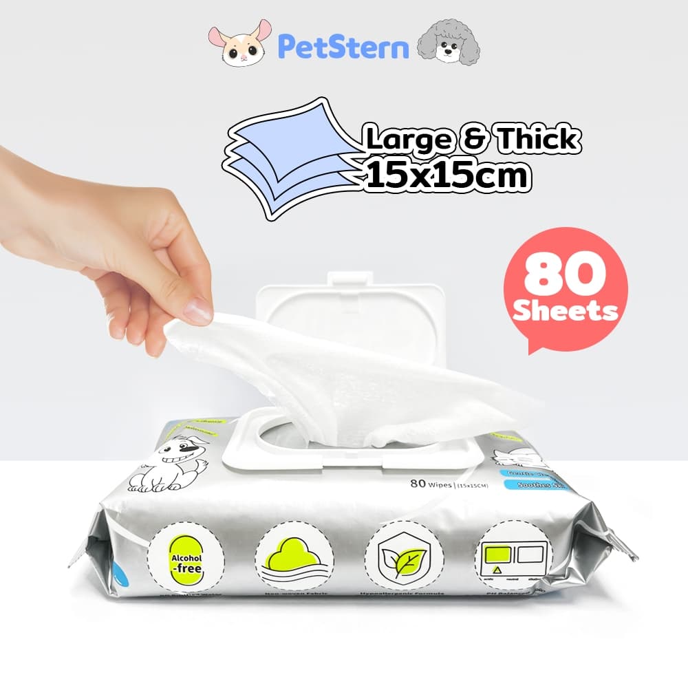 PetStern ผ้าเปียกสัตว์เลี้ยง ทิชชู่เปียกเช็ดทำความสะอาด สูตรอ่อนโยนพิเศษ สำหรับเช็ดสัตว์เลี้ยง 80PCS Pet Wipes รูปที่ 3