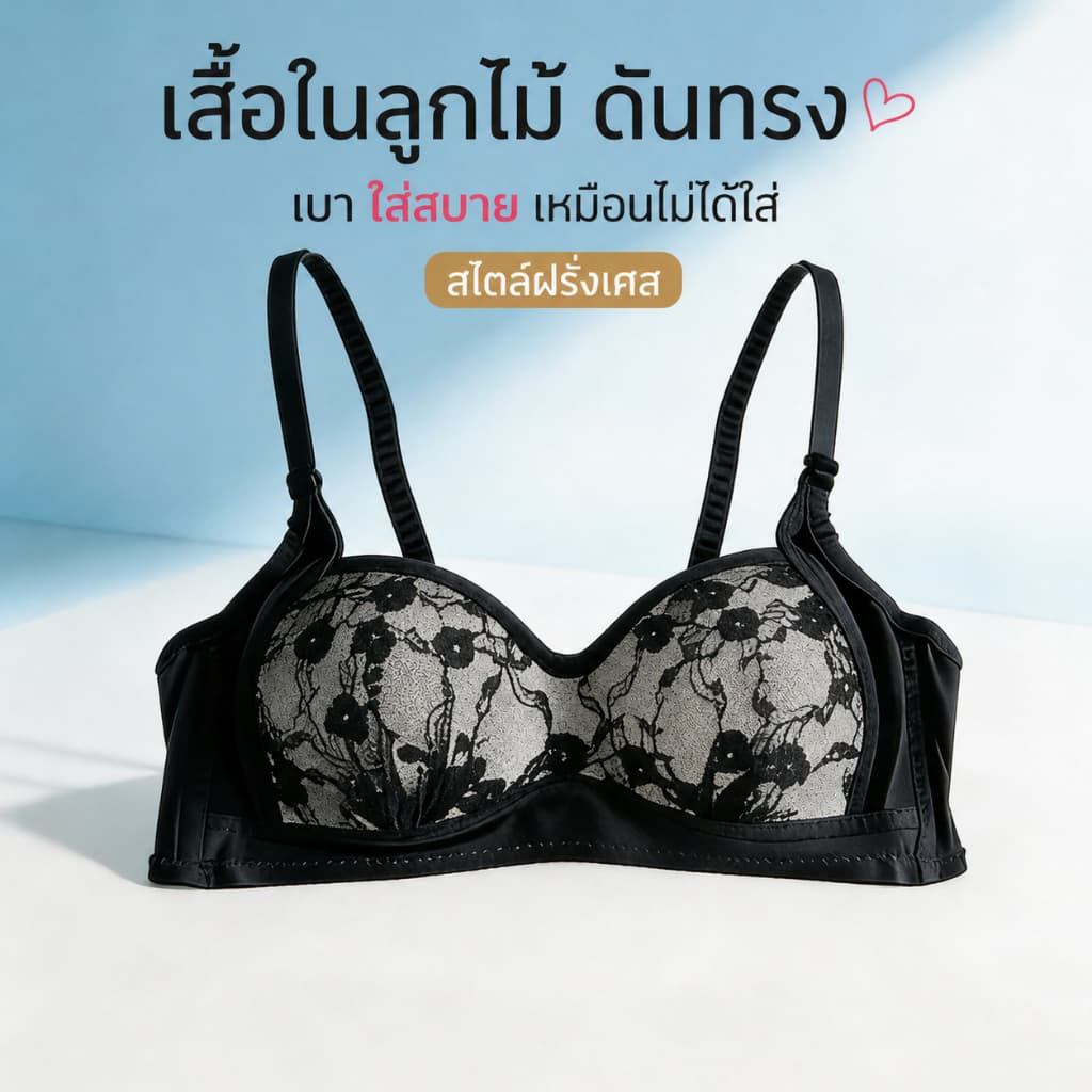 Palyo เสื้อในลูกไม้ ดันทรง เก็บทรงสวย ฟองน้ำบาง นุ่ม ใส่สบาย ไม่คัน สไตล์ฝรั่งเศส #002 รูปที่ 1