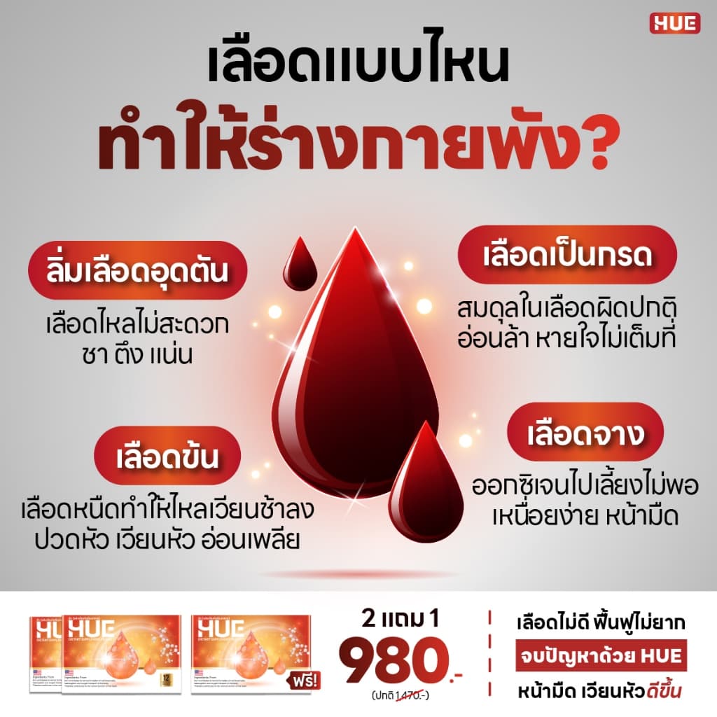 HUE ฮีล สูตรเข้มข้นสำหรับผู้มีปัญหาเลือดจาง ลดอาการวิงเวียน อ่อนเพลีย บ้านหมุน 36แคป รูปที่ 5