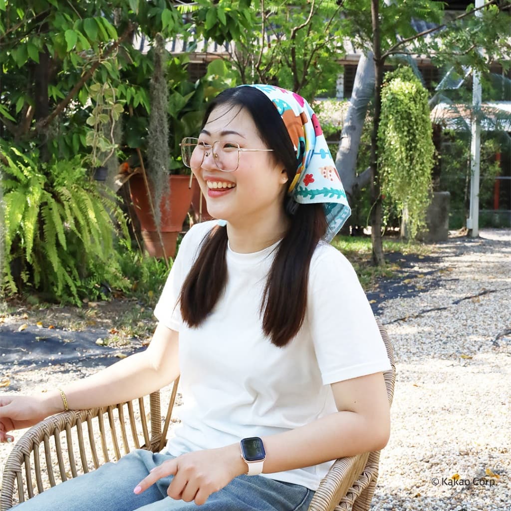 ใหม่ Kakao Friends ผ้าโพกศีรษะ ผ้าเช็ดหน้า ขนาด 24x24 นิ้ว Collection Under the Sea รูปที่ 3