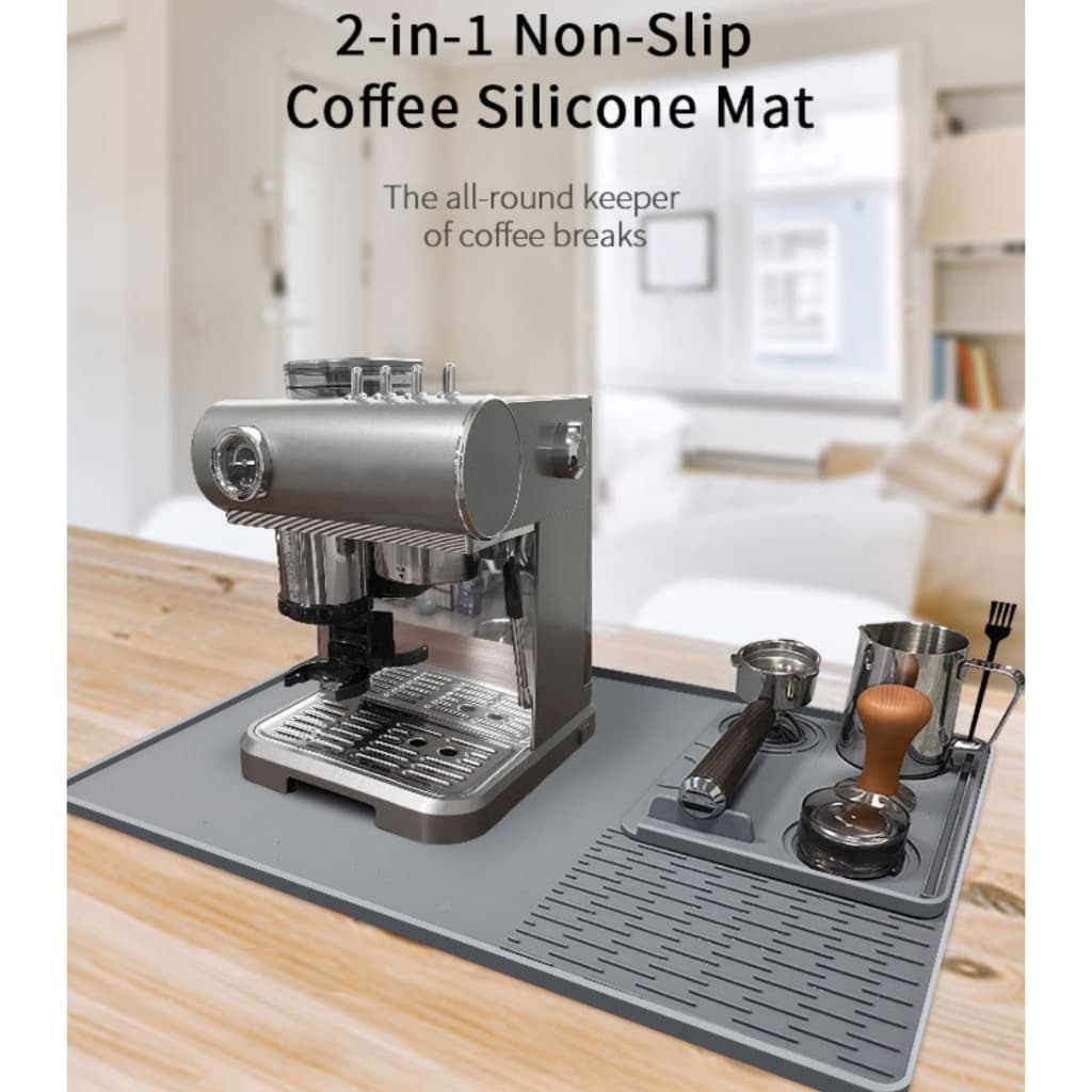 เครื่องชงกาแฟ แผ่นรองซิลิโคน ถาดรองน้ำ แผ่นรองบาร์ รุ่นใหม่ สำหรับใช้ในบ้าน สี่เหลี่ยม แผ่นรองสะเด็ดน้ำสองในหนึ่ง แผ่นร. รูปที่ 1