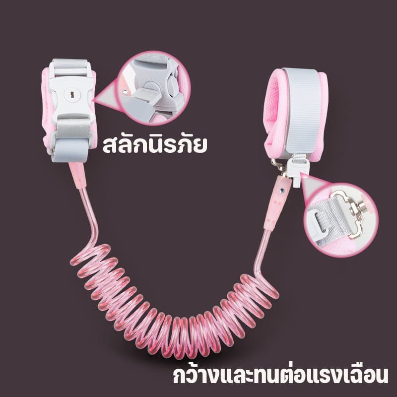 การออกแบบการล็อค เชือกกันเด็กหาย สายจูงรัดข้อมือเด็ก สีชมพูและสีน้ําเงิน 2.5 ทำความปลอดภัยยิ่งขึ้น รูปที่ 3