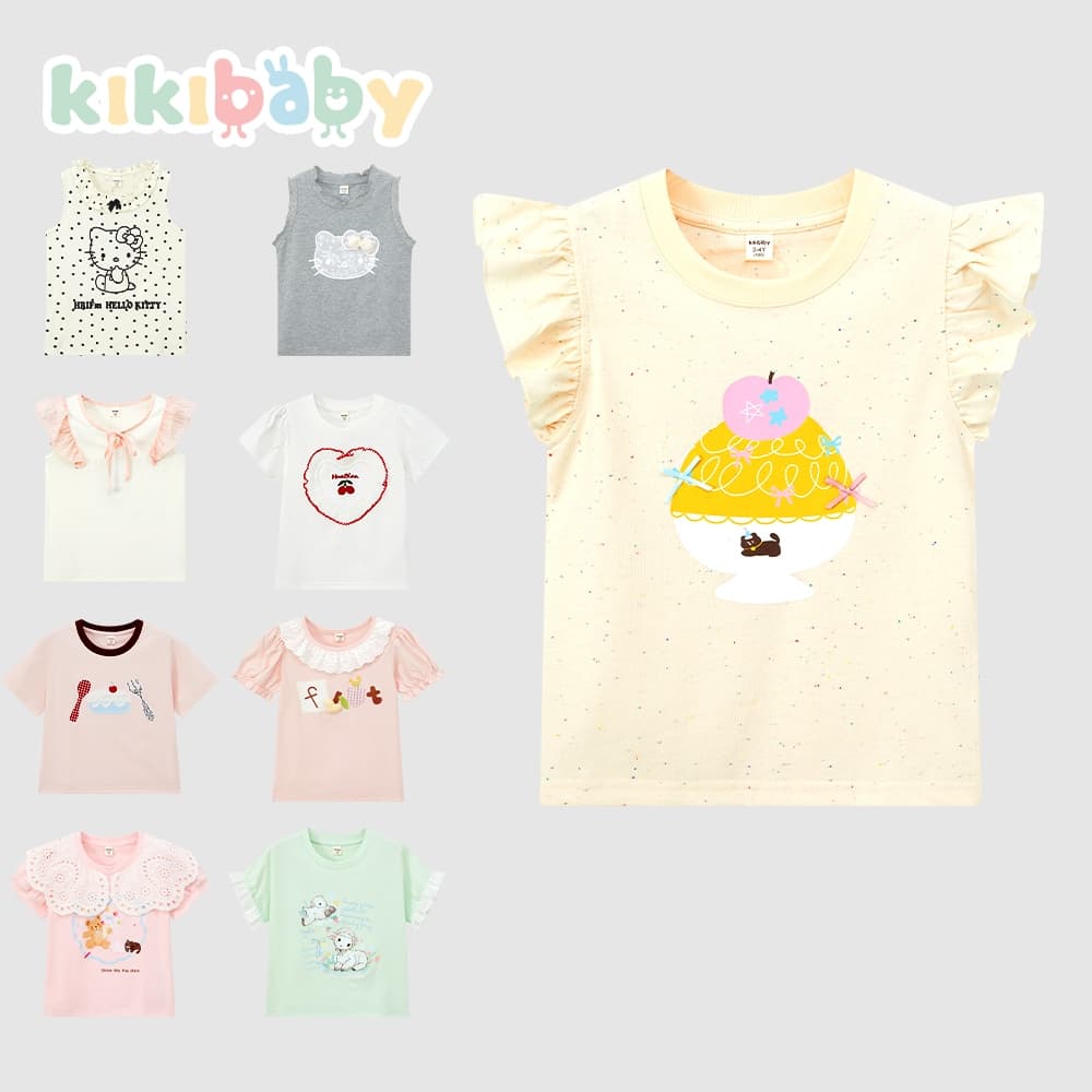 เสื้อยืดสำหรับเด็กผู้หญิง ลายสกรีนเนื้อผ้านิ่ม เสื้อยืดเด็กคอกลม สไตล์น่ารัก NT รูปที่ 1