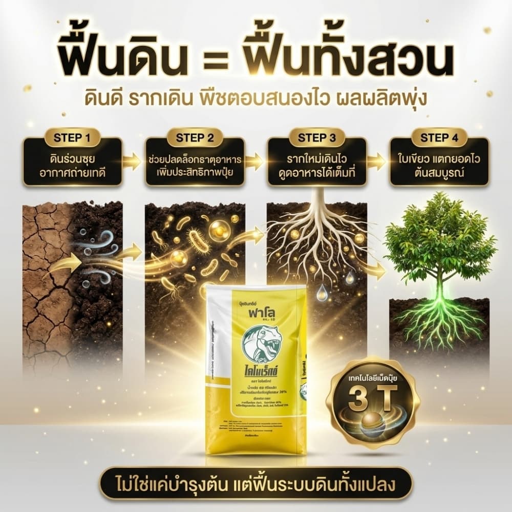 ปุ๋ยอินทรีย์ฟาโล 5 กก. ตราไดโนเร็กซ์ อินทรีย์แท้ ปุ๋ยพืช 100% ไร้มูลสัตว์ ฟื้นฟูดิน เพิ่มผลผลิต รากเดินดี พืชโตไว ผลดก รูปที่ 4