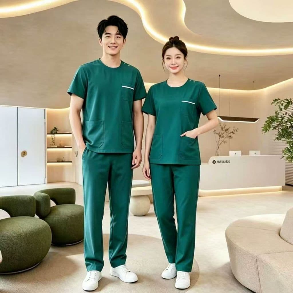 ชุดพยาบาล ชุดผ่าตัดทางการแพทย์ มีให้เลือกสองรุ่น แห้งเร็วและระบายอากาศได้ดี สีเขียว/เทา/น้ำเงิน ขนาด S-XXL รูปที่ 6