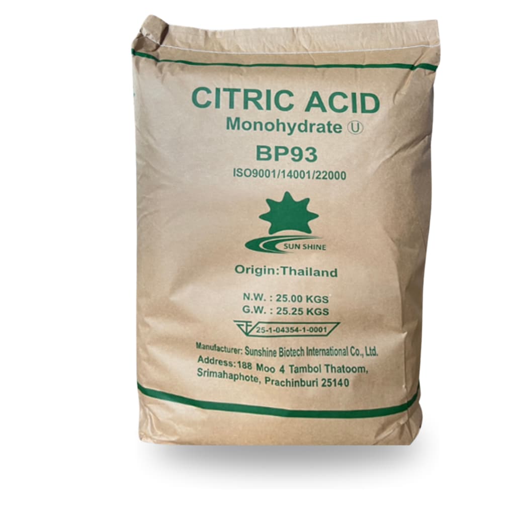 Citric Acid Monohydrate :กรดมะนาว ซิตริก โมโนไฮเดรท 25kg Sunshine รูปที่ 2