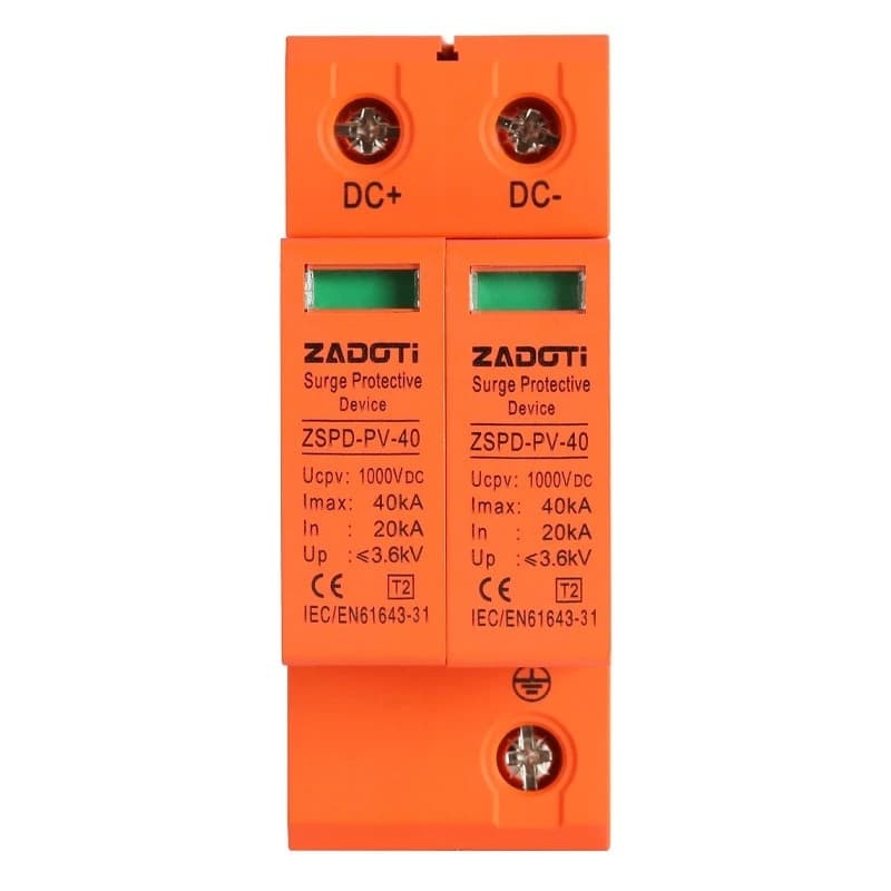ตัวกันฟ้าผ่าโซล่าเซลล์ DC SPD 2P 1500V/1000V 40KA อุปกรณ์ป้องกันไฟกระชากสำหรับระบบโซลาร์เซลล์ รูปที่ 2