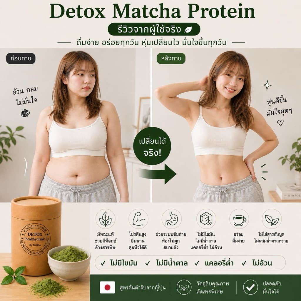ใหม่ SET14วัน เข้มข้นX3 ไม่เห็นผลคืนเงิน High-Protein Detox Matcha ลดหน้าตัวบวม ลีนไขมัน บำรุงตับหัวใจ รูปที่ 8