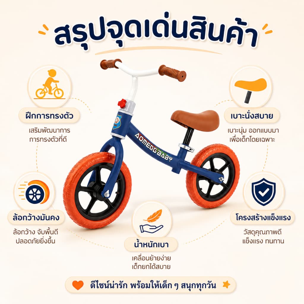 รถบาลานซ์ 2ล้อ จักรยานเด็ก สำหรับเด็ก รุ่นA จักรยานสมดุล ทรงตัว จักรยานขาไถ ของเล่นเด็ก รูปที่ 9