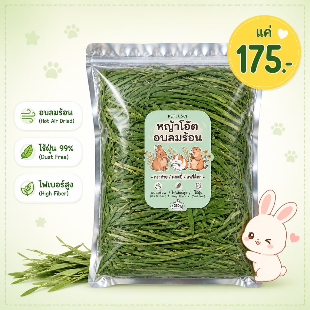 หญ้าโอ้ตอบลมร้อน Oat Hay 250g คัดเกรดพรีเมี่ยม หอมเขียวนุ่มแสนอร่อยมีวิตามินเอสูง อาหารสัตว์เล็ก รูปที่ 7