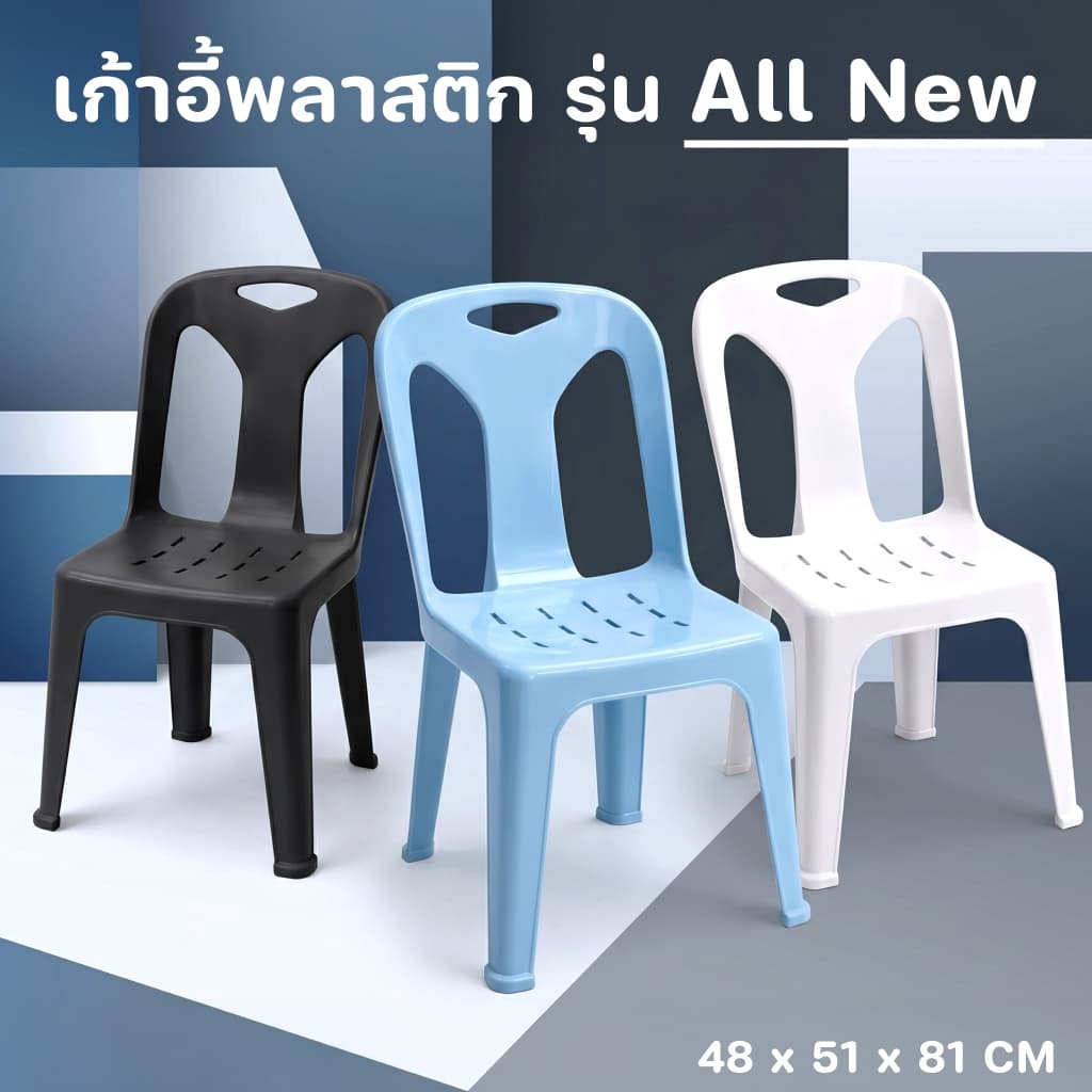 เก้าอี้รุ่น ALL NEW รับได้ 80 กก - เก้าอี้พลาสติก มียางกันลื่น - 0240 รูปที่ 2