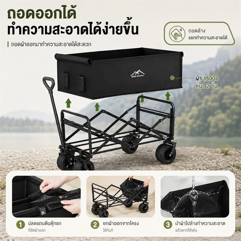 รถเข็นขายของ แข็งแรง พับได้ ลูกปืนยางตัน 10นิ้ว รับน้ำหนัก 500KG พร้อมล็อค เหมาะตลาดนัด สะดวกสบาย รูปที่ 6