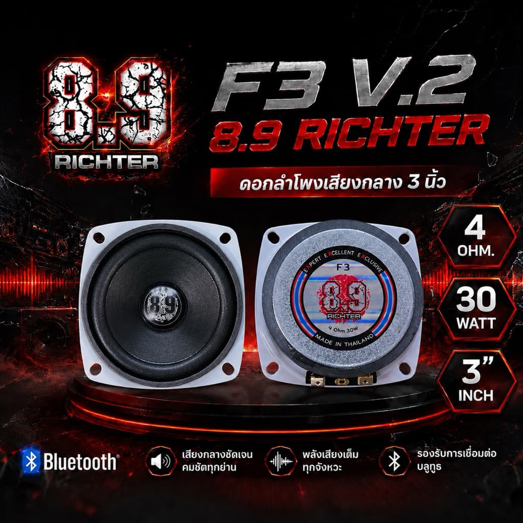 ดอกลำโพงเสียงกลาง 3 นิ้ว 4 โอม 30 W F3 8.9 ริกเตอร์ V.2 ดอกลำโพงบลูทูธ รูปที่ 4