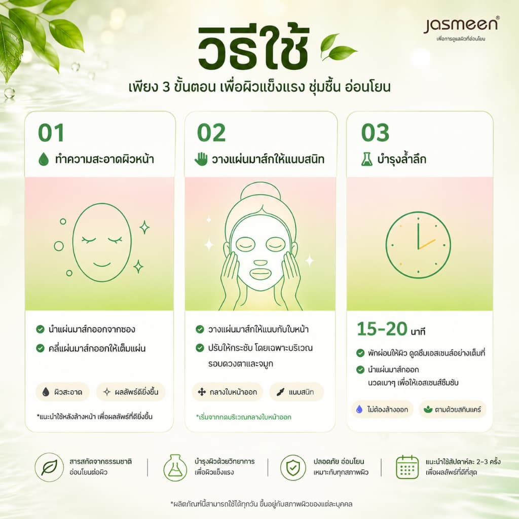 JASMEEN PDRN CICA Facial Mask มาส์กหน้าเกาหลี ลดรอยสิว ลดรอยแดง เติมน้ำลึก ผิวอิ่มฟูใน 15 นาที รูปที่ 5