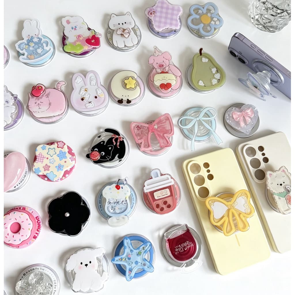 ป็อบอัพ เเหวนจับโทรศัพท์ Pop up กิ๊บต๊อก ลายการ์ตูด แหวนติดหลังโทรศัพท์ แม่เหล็กดูดแน่น รูปที่ 9