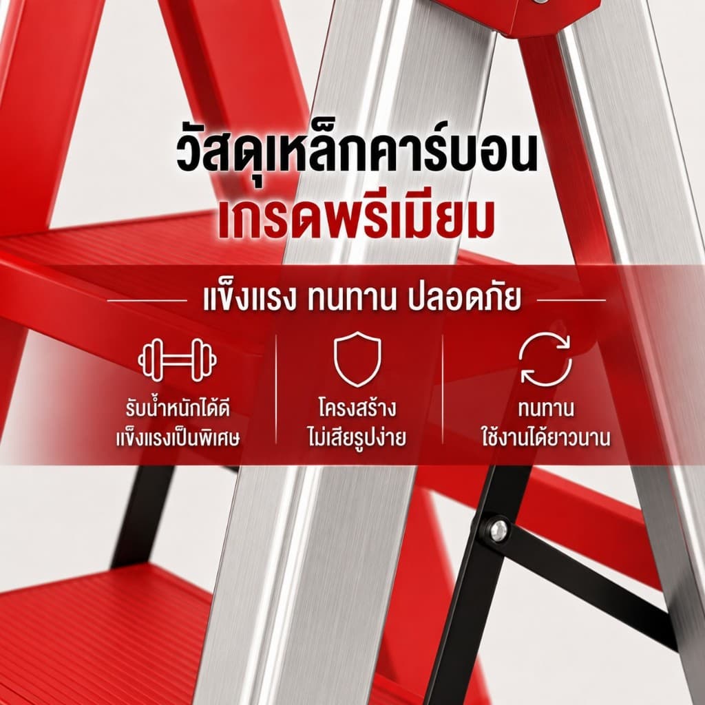 บันไดพับได้ บันไดอลูมิเนียมหนาพิเศษ 2-8 ขั้น รับน้ำหนัก 500KG กันลื่น แข็งแรง พับเก็บง่าย ใช้ในบ้าน ร้านค้า งานช่าง รูปที่ 4