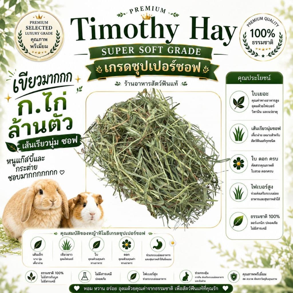 หญ้าเกรดนำเข้า ทิมโมธี 1กก Timothy คัท1 ใบเยอะ ดอกเยอะ ขายดี รูปที่ 2