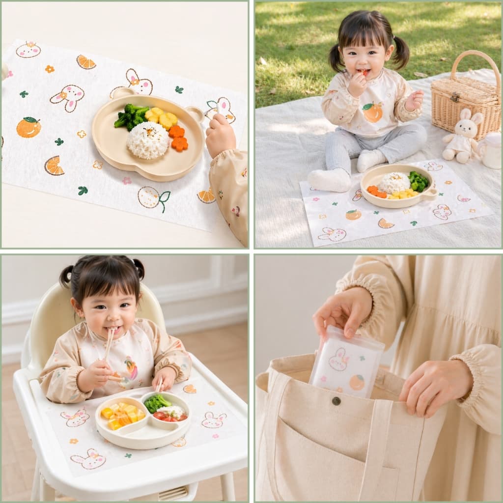 Amiga/Dr.Joy/Blabla Kids กระดาษรองจานเด็ก แบบใช้แล้วทิ้ง แผ่นรองจานกันเปื้อน 10 ชิ้นต่อห่อ แพ็คแยกชิ้น รูปที่ 6