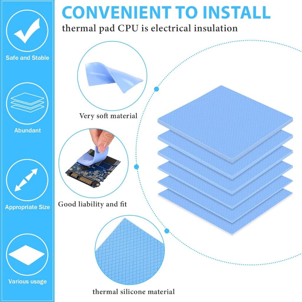 2 เม็ด แผ่นระบายความร้อน cpu 10x10 ซม. แผ่นระบายความร้อนซิลิโคน ซิลิโคนแผ่นระบายความร้อน การ์ดจอ Cooling Thermal Pad รูปที่ 3