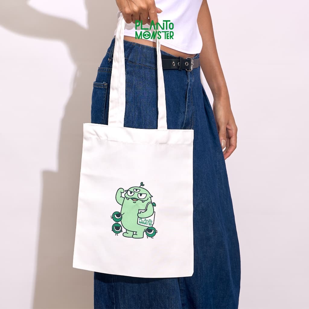 Planto Monster Tote Bag กระเป๋าผ้าสกรีนลาย ถุงผ้า รูปที่ 2