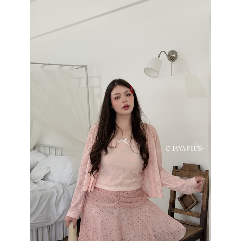 Lace top เซ็ต สายเดี่ยว+เสื้อคลุม ผ้าลูกไม้ น่ารัก หวานๆ แนะนำเลยต้องมีติดตู้ เสื้อผ้าสาวอวบอ้วน ไซส์ใหญ่ รูปที่ 6
