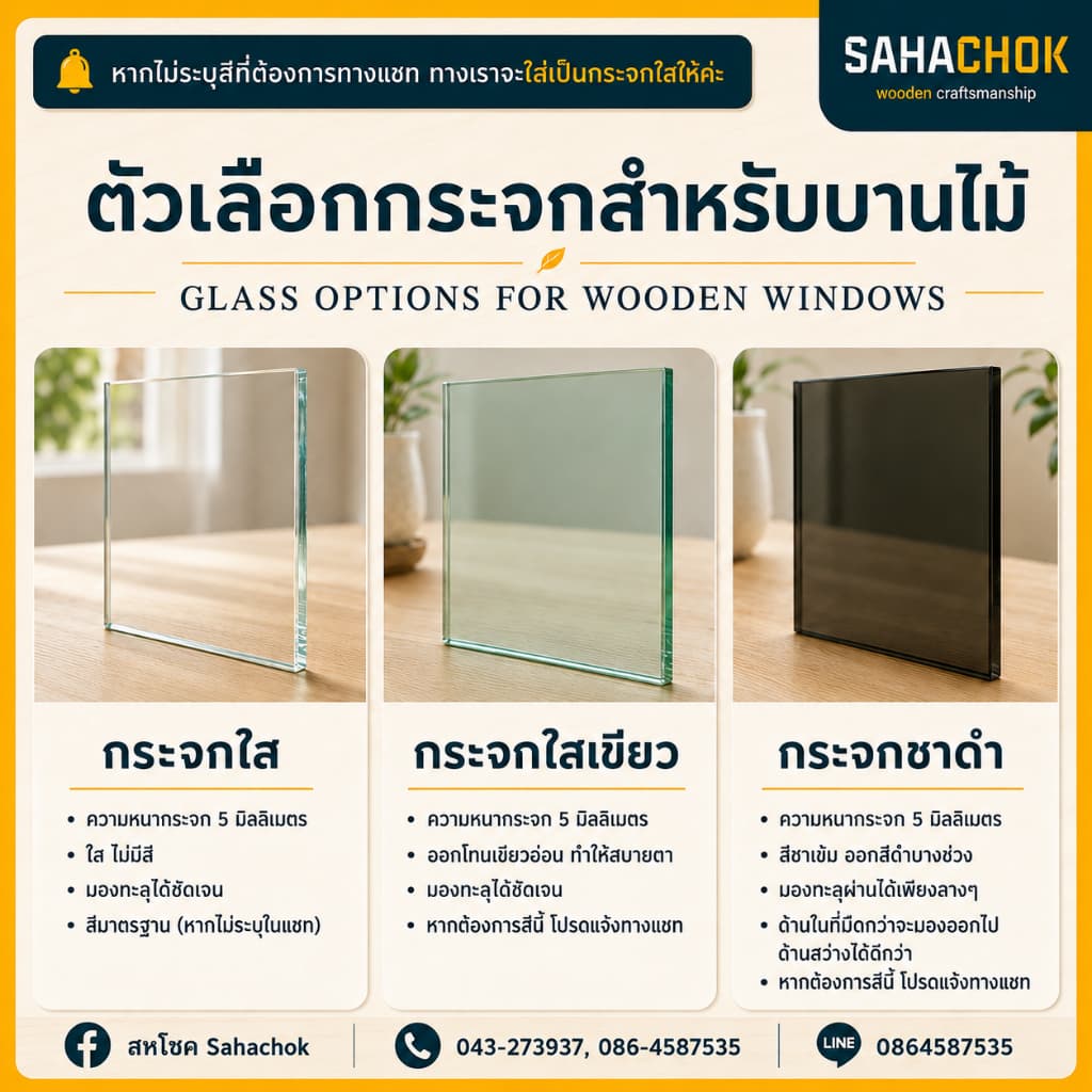 หน้าต่างไม้สักและไม้เนื้อแข็ง ลายสเปนตรง ขนาด 50-60*100 ซม. รูปที่ 2