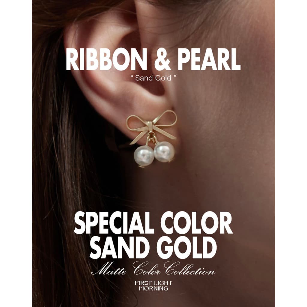 First Light Morning : Ribbon & Pearl Earrings รูปที่ 1