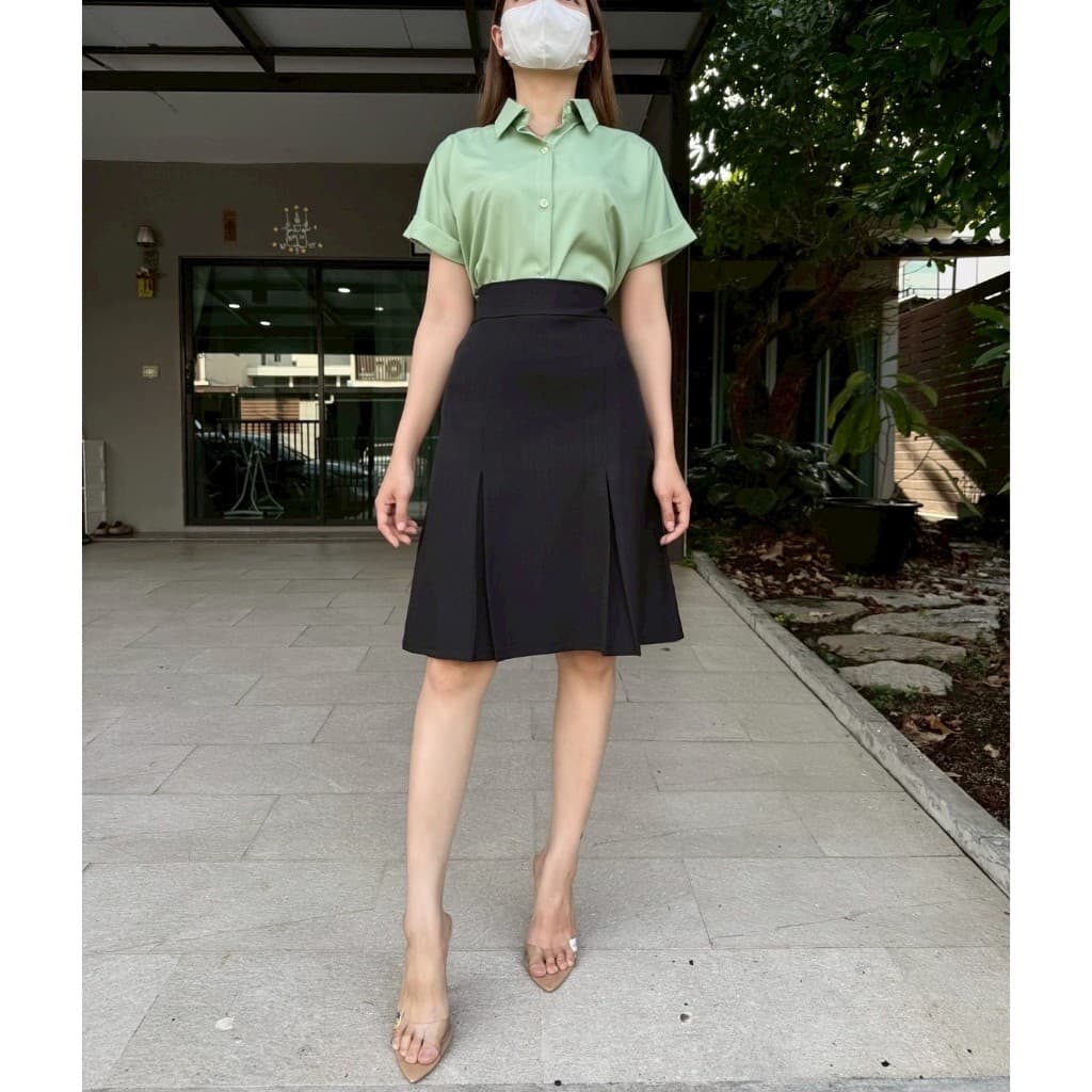 กระโปรงทรงเอผ้าสโนว์ จับจีบ รุ่น BENA ยาว 25 นิ้ว รูปที่ 3