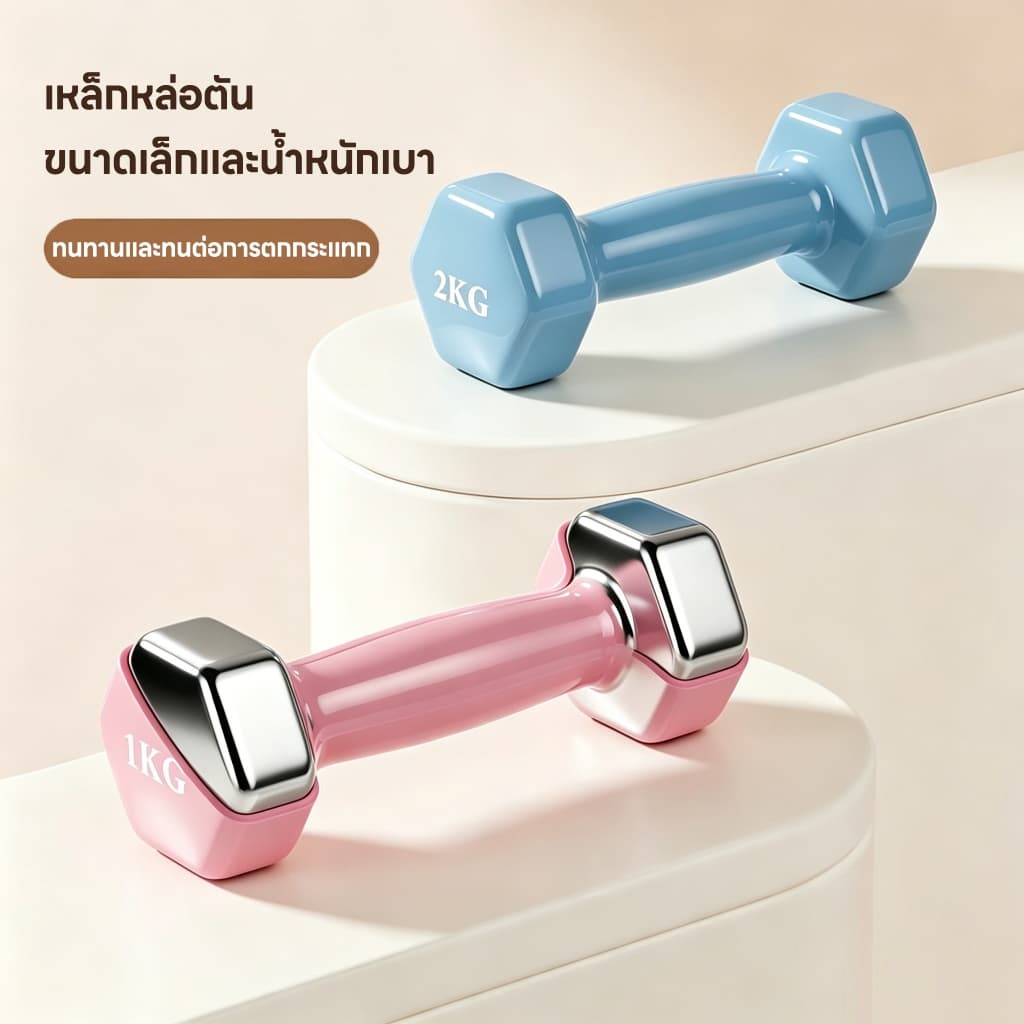 ดัมเบล ดัมเบลยาง 1/2/3/4กก. ลดไขมันต้นแขน ออกกำลังกายและฟิตเนส ดัมเบลสำหรับผู้หญิง ดัมเบลยกน้ำหนัก รูปที่ 2
