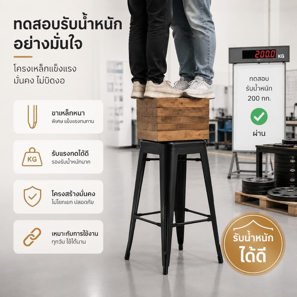 EF สตูลขนาดเล็ก เก้าอี้บาร์วางซ้อนกันได้ เก้าอี้เหล็ก เก้าอี้บาร์เหล็ก เก้าอี้คาเฟ่ สูง รูปที่ 4