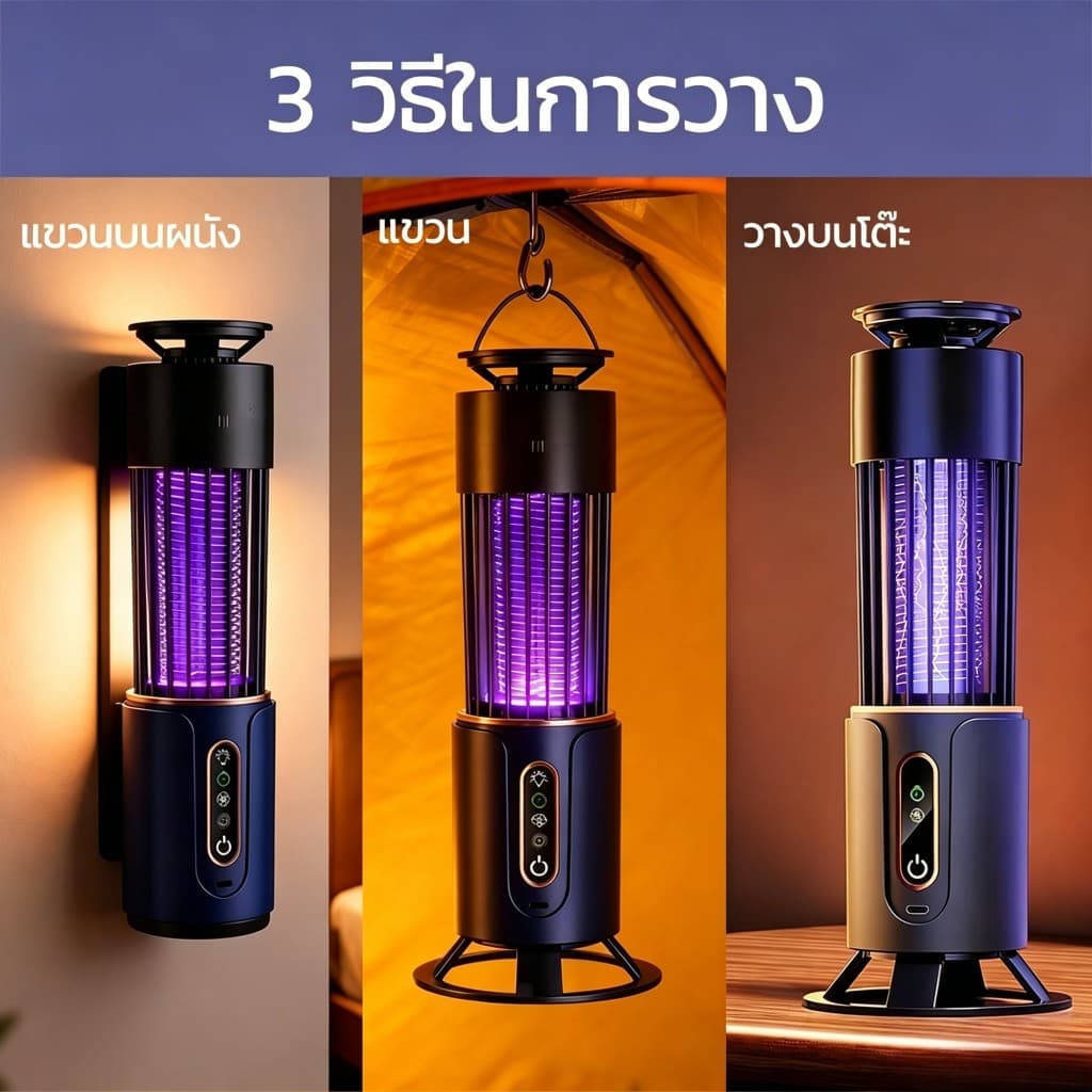 JameMirs 50000Vเครื่องดักยุงไฟฟ้า ตั้งเวลา 3 เกียร์ เครื่องดักยุงUV กำจัดยุง 360°ประสิทธิภาพสูง สตรีมีครรภ์และทารกใช้ได้ รูปที่ 9