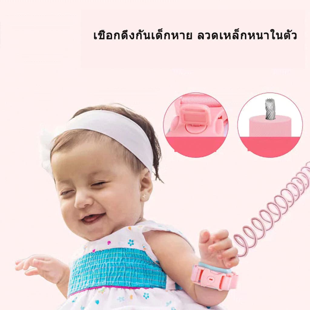 การออกแบบการล็อค เชือกกันเด็กหาย สายจูงรัดข้อมือเด็ก สีชมพูและสีน้ําเงิน 2.5 ทำความปลอดภัยยิ่งขึ้น รูปที่ 2
