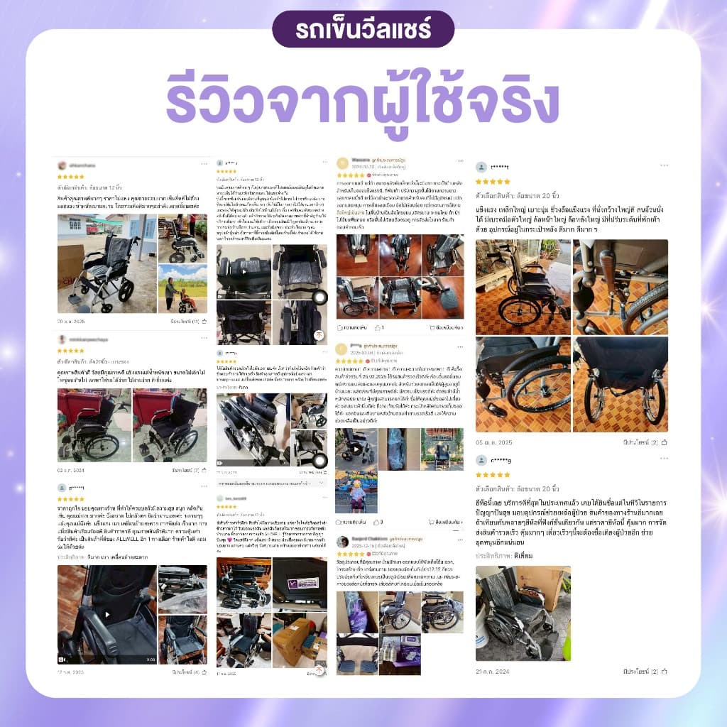 ALLWELL รถเข็นวีลแชร์ เกรดเครื่องมือแพทย์ รับประกัน 1 ปี รถเข็นผู้สูงอายุ รถเข็นผู้ป่วย Wheelchair รูปที่ 2
