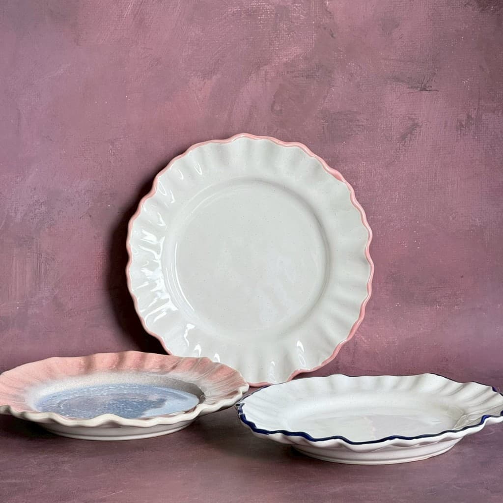จานเซรามิค จานแบ่ง จานขอบหยัก ขนาด 8.25 นิ้ว Side Plate Ceramic *อ่านคำอธิบายก่อนสั่งซื้อ* เข้าไมโครเวฟได้ - AT1CERAMIC รูปที่ 1