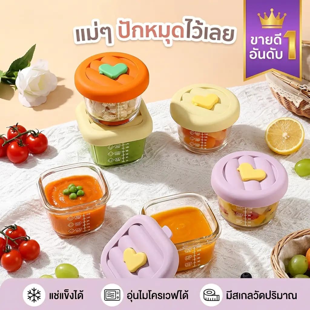 Love&Lullabies กล่องเก็บอาหารแช่แข็งเด็ก ถ้วยใส่อาหารเด็ก เข้าไมโครเวฟได้ ปลอดภัยสำหรับลูกน้อย ส่งจากไทย รูปที่ 1