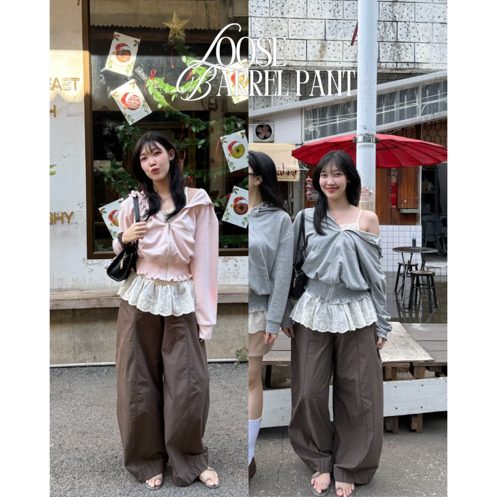 UIUI | LOOSE BARREL PANT กางเกงทรงโค้ง รูปที่ 3