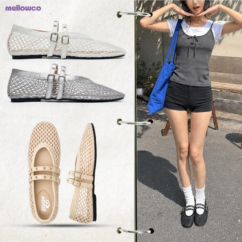 Mellowco รองเท้า Mary Jane ผ้าตาข่าย รุ่น Pyra M3-J5012
