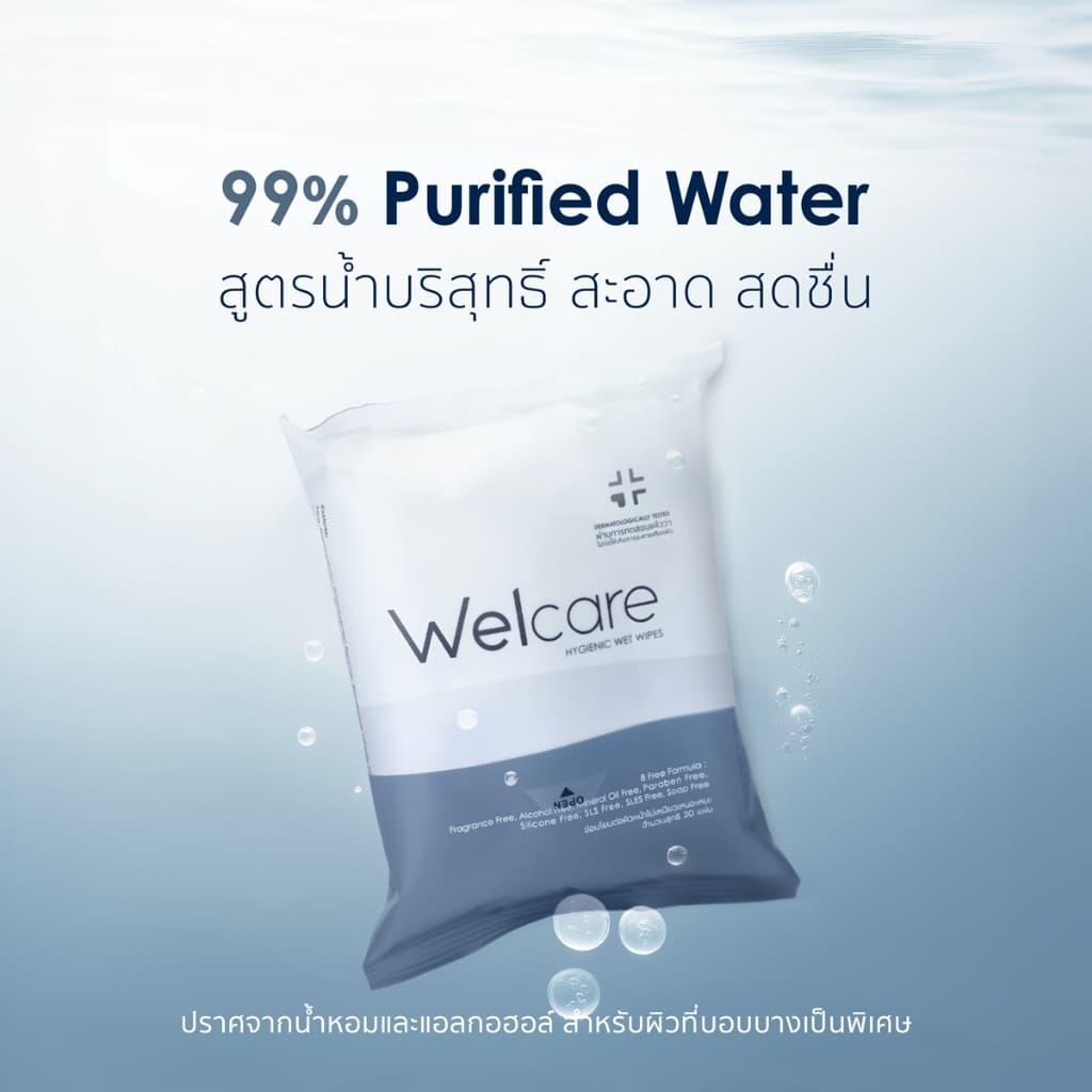ทิชชู่เปียก Welcare Mini Hygienic Wet Wipes 8 ห่อ/แพ็ก ทำความสะอาดผิว สูตรไฮจีนิคไวพส์ รูปที่ 2